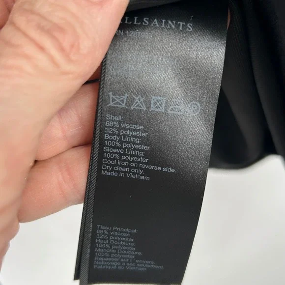 AllSaints Womens Aleida Blazer 0 Black Open Front Longline Minimalist Workwear - Picture 5 of 9